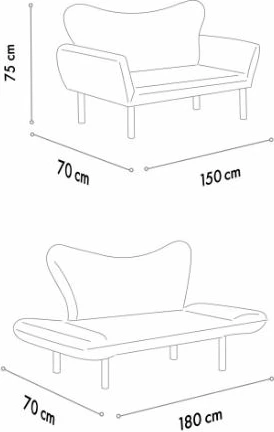 Divan-krevat dy vendësh Atelier del Sofa, Chatto, ngjyrë e zezë