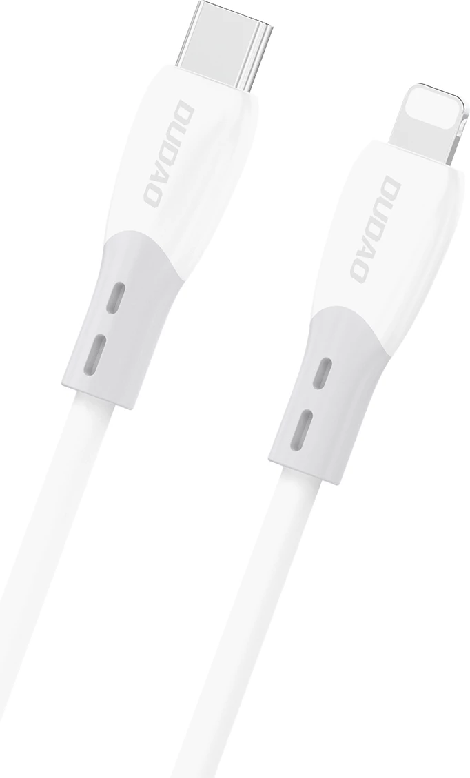 Kabllo USB-C në Lightning Dudao L25SX 30W 1 m me thurje silikoni, e bardhë