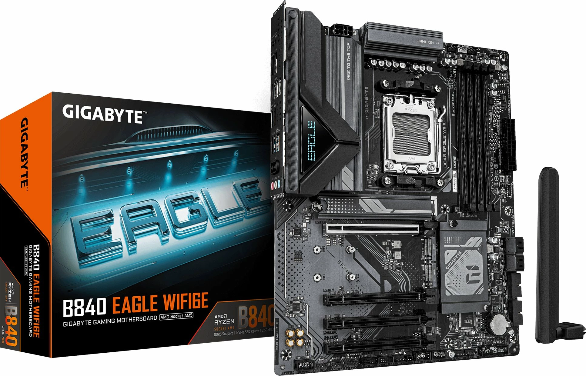 Pllakë amë Gigabyte B840 EAGLE WIFI6E, ATX, DDR5, Wi‑Fi 6E + Bluetooth (me antenë Wi‑Fi)