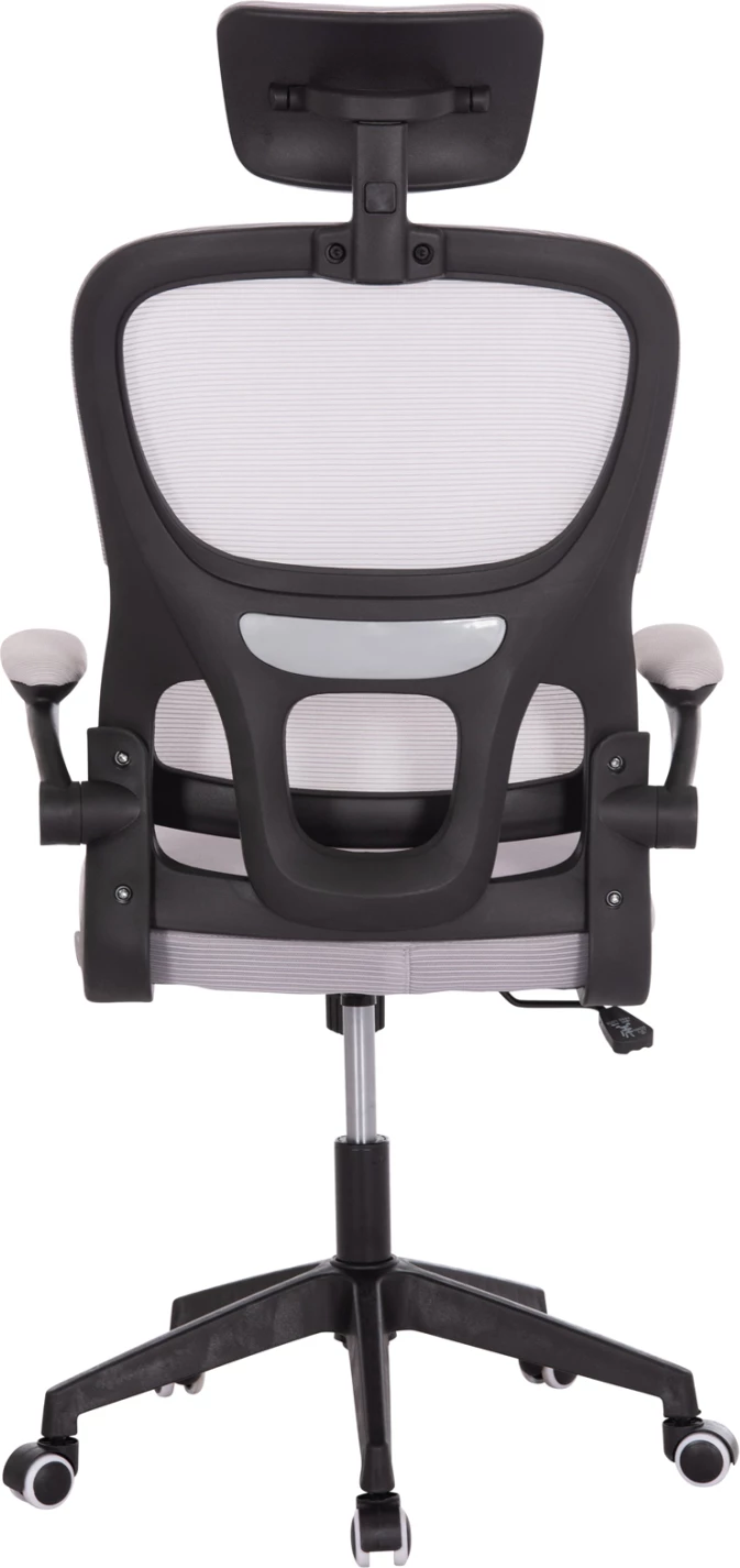 Karrige zyre Baston, material rrjete gri, kornizë PP e zezë, FH18236.02, 64x60x127cm