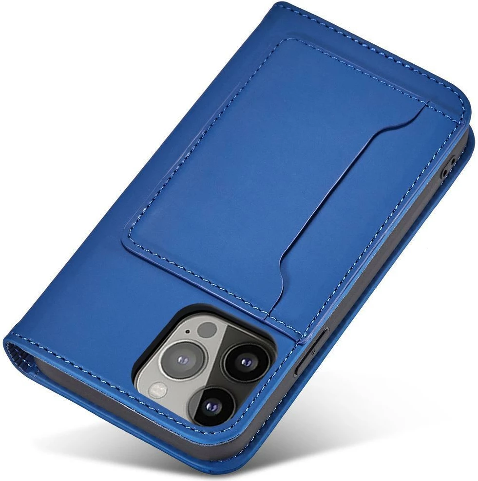 Mbështjellës magnetik për Samsung Galaxy S23 Hurtel Magnet Card Case, me portofol dhe stand, Blu
