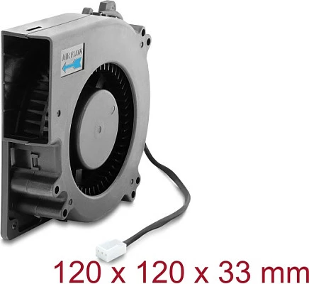Ventilator ftohës radial DeLOCK 120x120x33 mm, 12V DC, 3-Pin, i zi