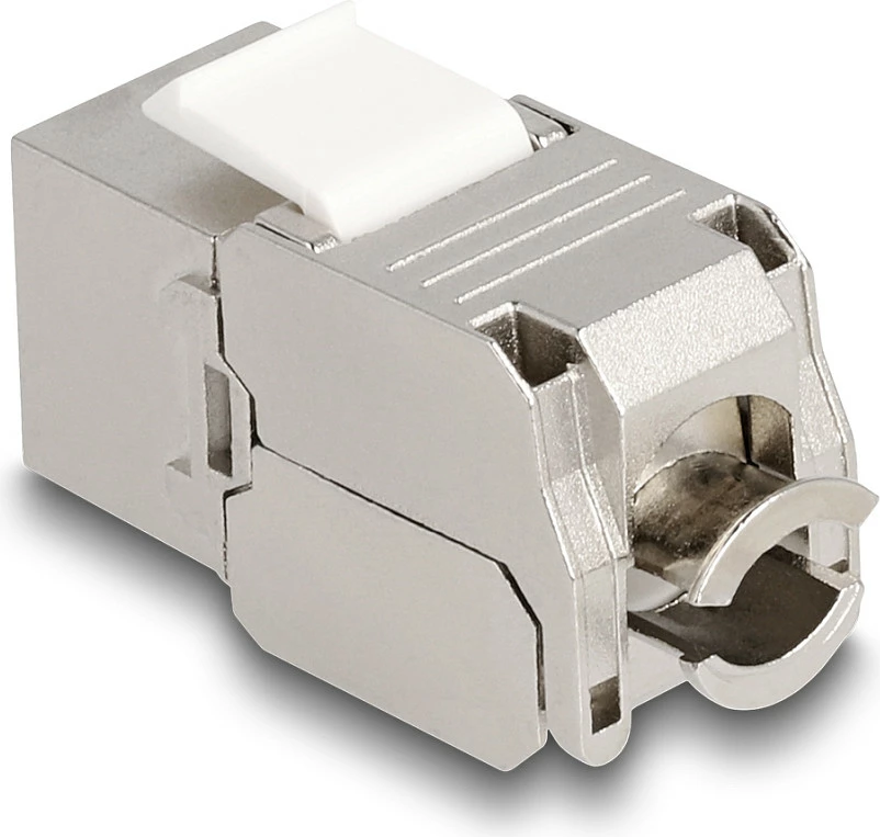 Modul Keystone DeLOCK RJ45 në LSA Cat6A, me LED, i sheshtë, argjend/bardhë