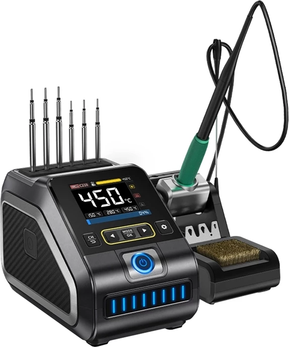 Stacion saldimi FNIRSI DWS-200 F, 200 W, ekran 2.8" TFT, 100–450°C, PID, kompatibil F210/F245