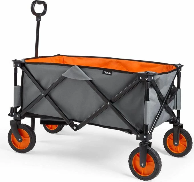 Karrocë kampingu palosëse VONHAUS 2500308, kapacitet deri 70kg, dorezë teleskopike, gri/portokalli