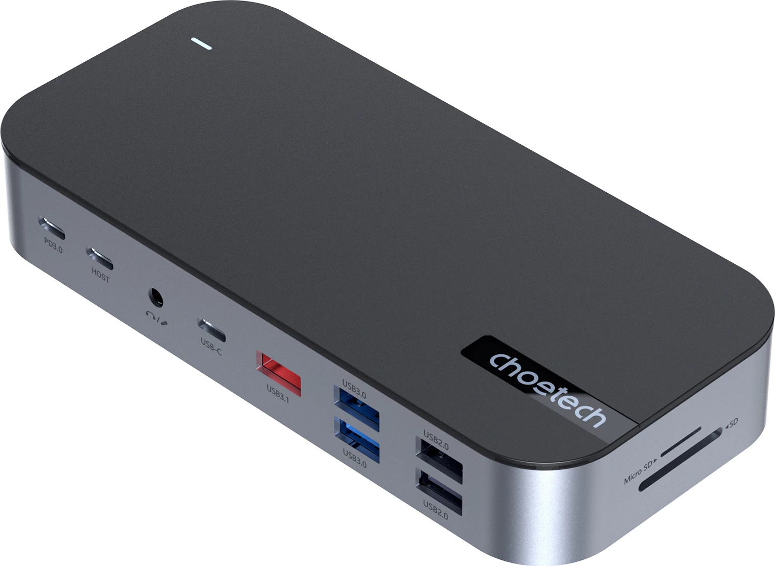 Kasë Choetech HUB-M52, USB-C, HDMI, VGA, DP, SD, RJ45, Gri