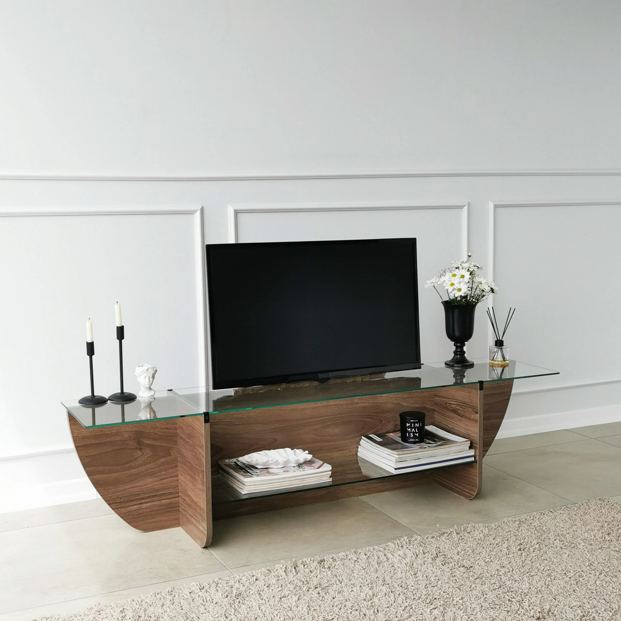 Komodë TV Hanah Home, model Lily, ngjyrë arre