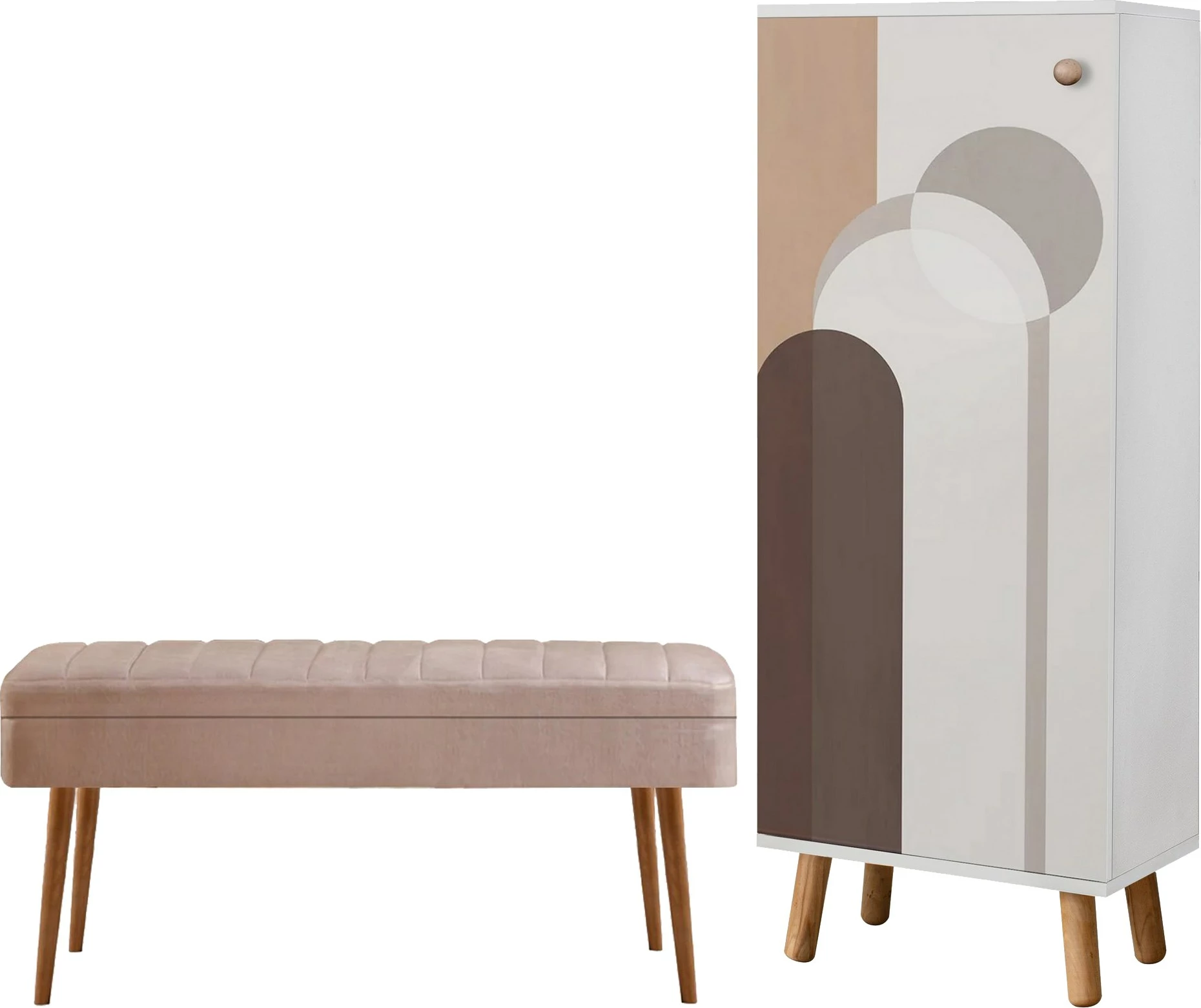 Set mobiljesh për korridor Skye Decor, ngjyrë e bardhë dhe gur, 948-0900
