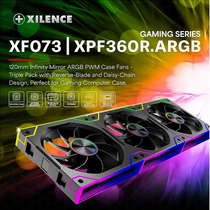 Ventilator kasë Xilence Daisy-Chain ARGB Reverse, 3x120mm, PWM, i zi