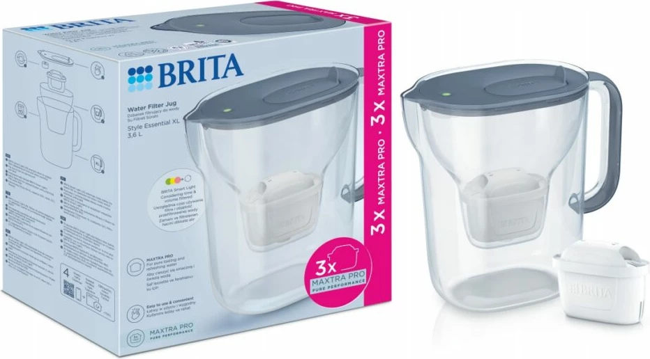 Filtruese Uji BRITA Style Essential XL LED4W e kaltër (me 3 Filtera)