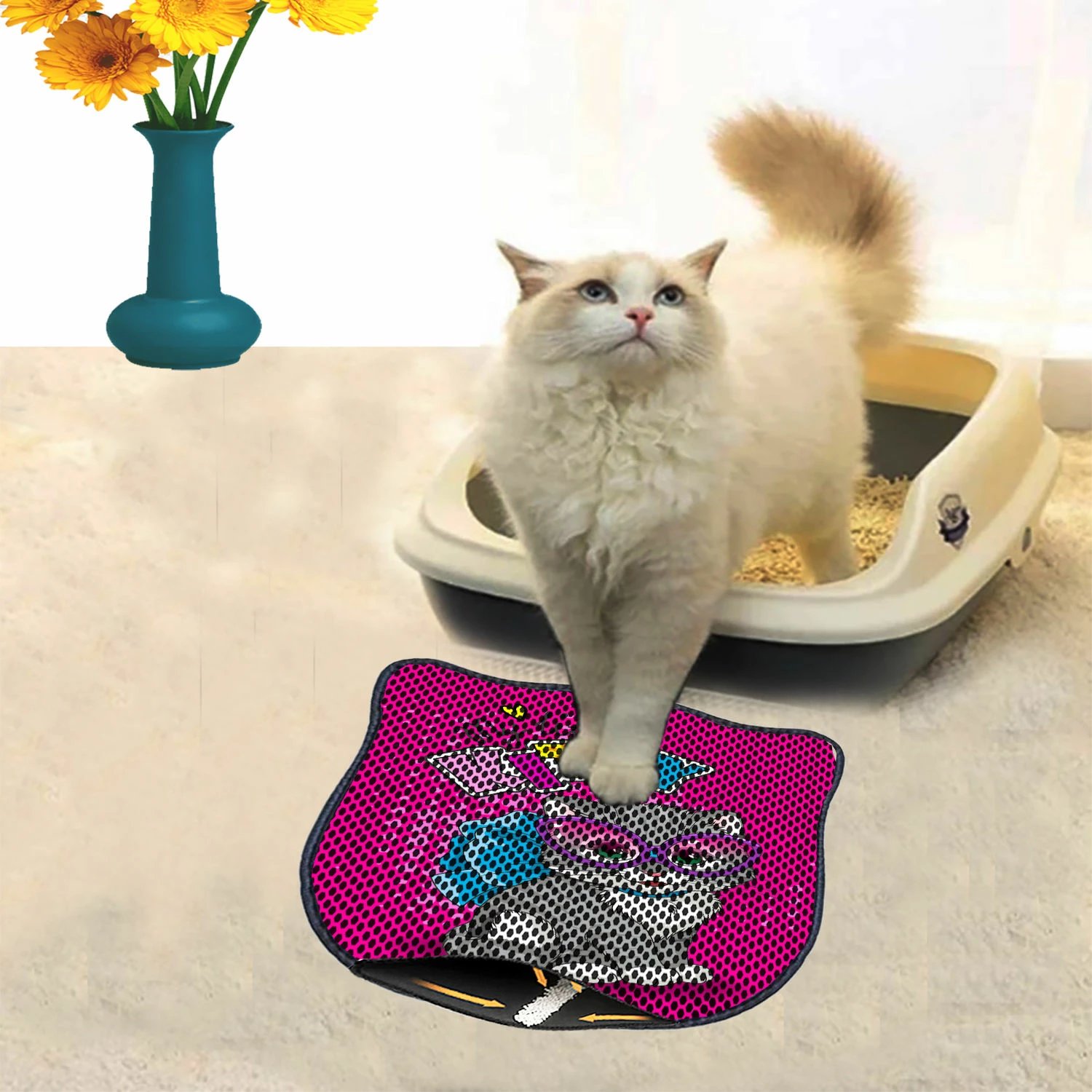 Tapet për rërë mace, shumëngjyrësh, Paws & Whiskers, Kdkafa0244, 40x50cm
