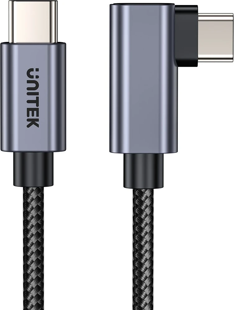 Kabull Unitek USB-C këndor 90° PD100W 3m, ngjyrë zi-hiri