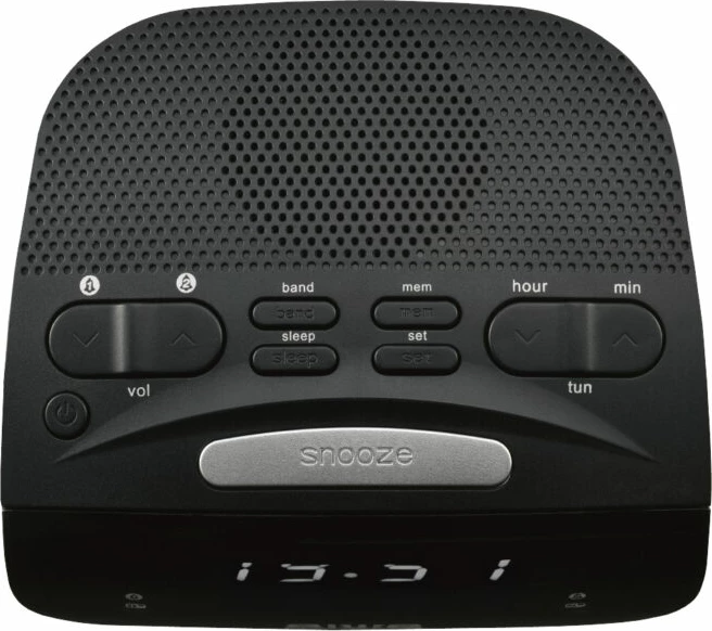 Orë alarmi me radio Aiwa CR-15, MW/FM PLL, dual alarm, ekran LED 0.6", e zezë