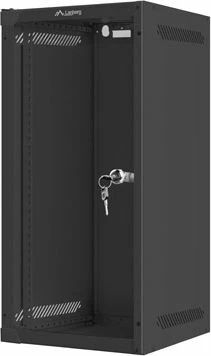 Kabinet rrjeti mural Lanberg WF10-2312-10B 10\" 12U, 20 kg, derë xhami, IP20, e zezë