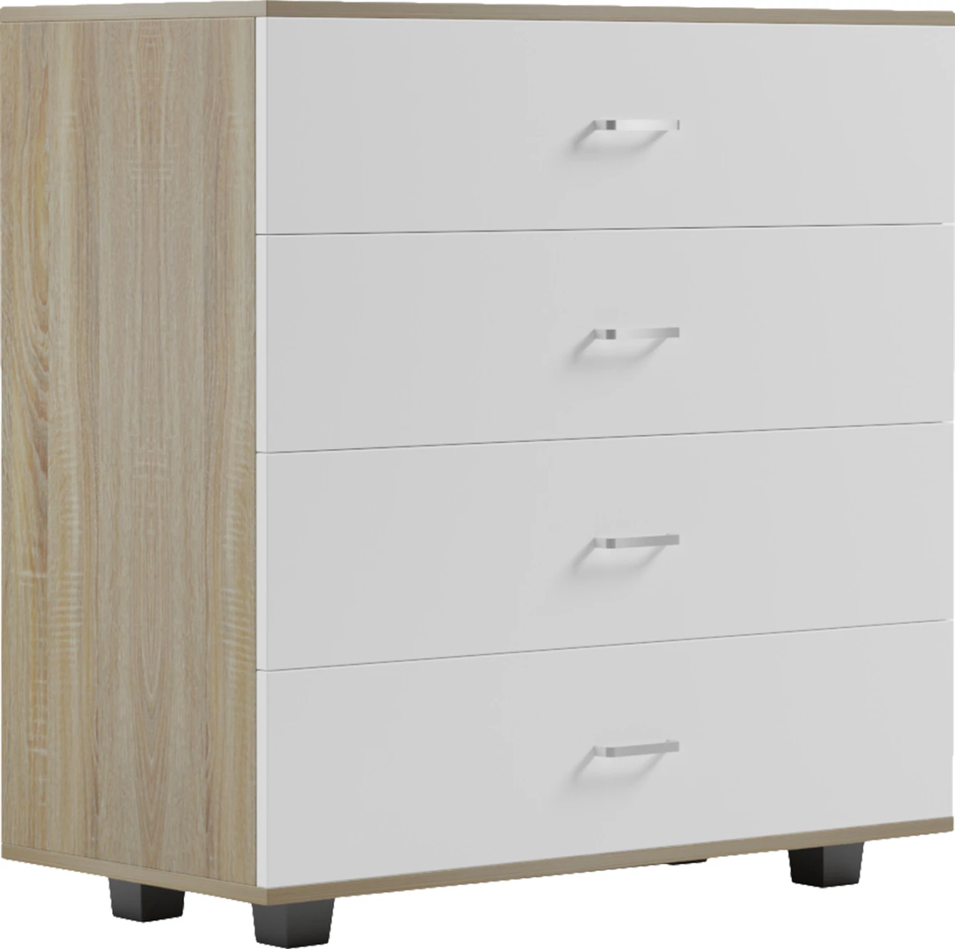 Komodinë me 4 sirtarë FH8996.04 melaminë, ngjyrë sonama-bardhë, 80x40x83 cm