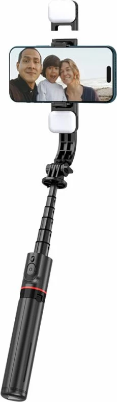 Selfie stick me tripod Tech-Protect L05S me Bluetooth dhe dritë LED, i zi