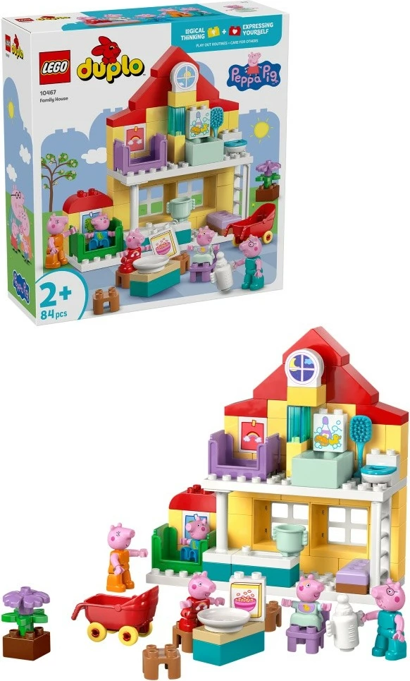 Set bllokash LEGO DUPLO Peppa Pig 10467 Family House, 84 copë, 2+, shumëngjyrësh