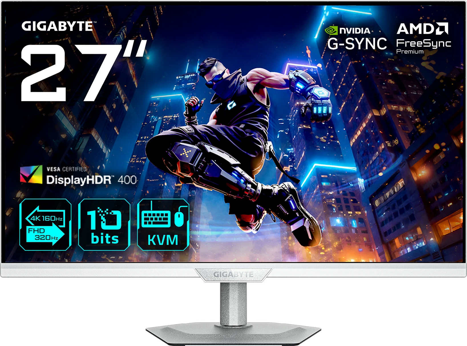 Monitor Gigabyte M27UP ICE, 27", 4K UHD, IPS, 160Hz, 1ms, USB-C, HDR, i bardhë