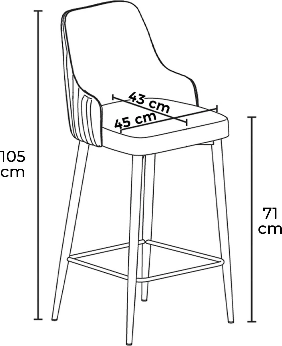 Set karrigesh për bar (6 copë), Hanah Home, Enox, gri dhe ari