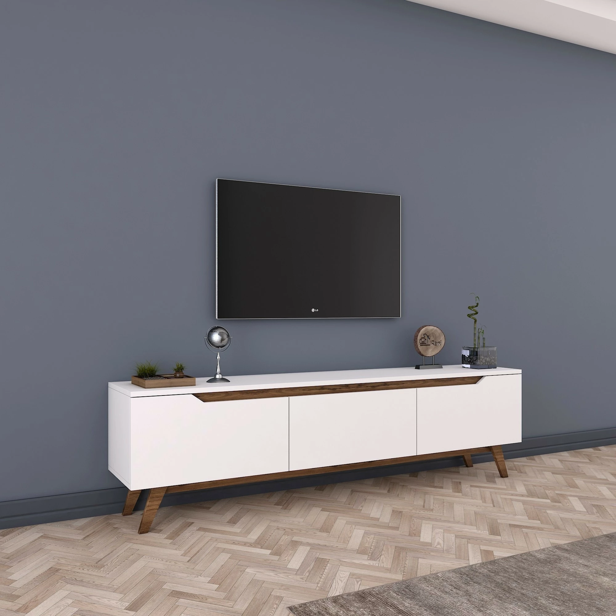 Komodë TV Hanah Home, D1 - 794, e bardhë dhe arre