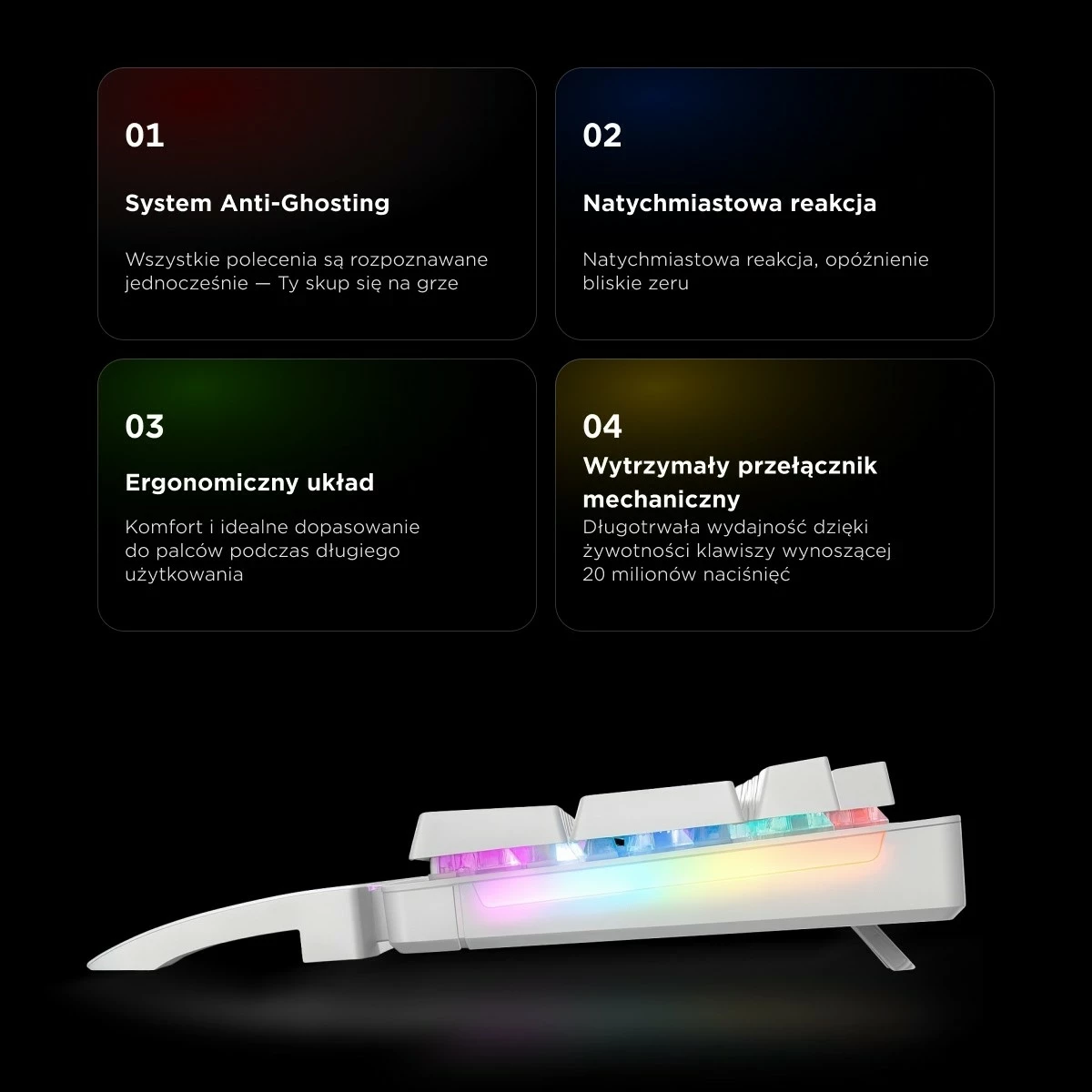 Tastierë mekanike Rampage KB-R86 UMBRA, Blue Switch, RGB, e bardhë
