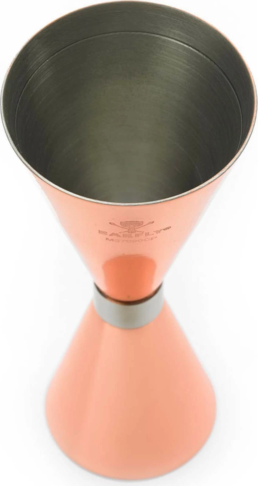 Jigger matës koktejesh, BarFly, Slim Style, 2 oz, i veshur me bakër me brez inox, bakër