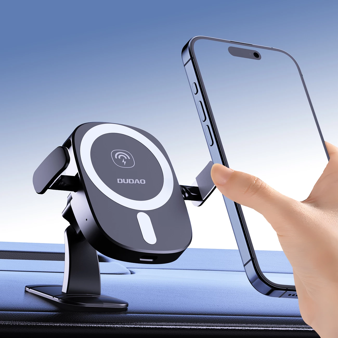 Mbështjellës magnetik për veturë Dudao FW11 me karikues wireless 15W, i zi