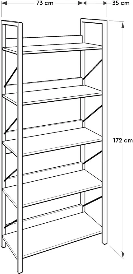 Raft librash Hanah Home, Ktp-850-Tt-1, ngjyrë arre dhe e zezë