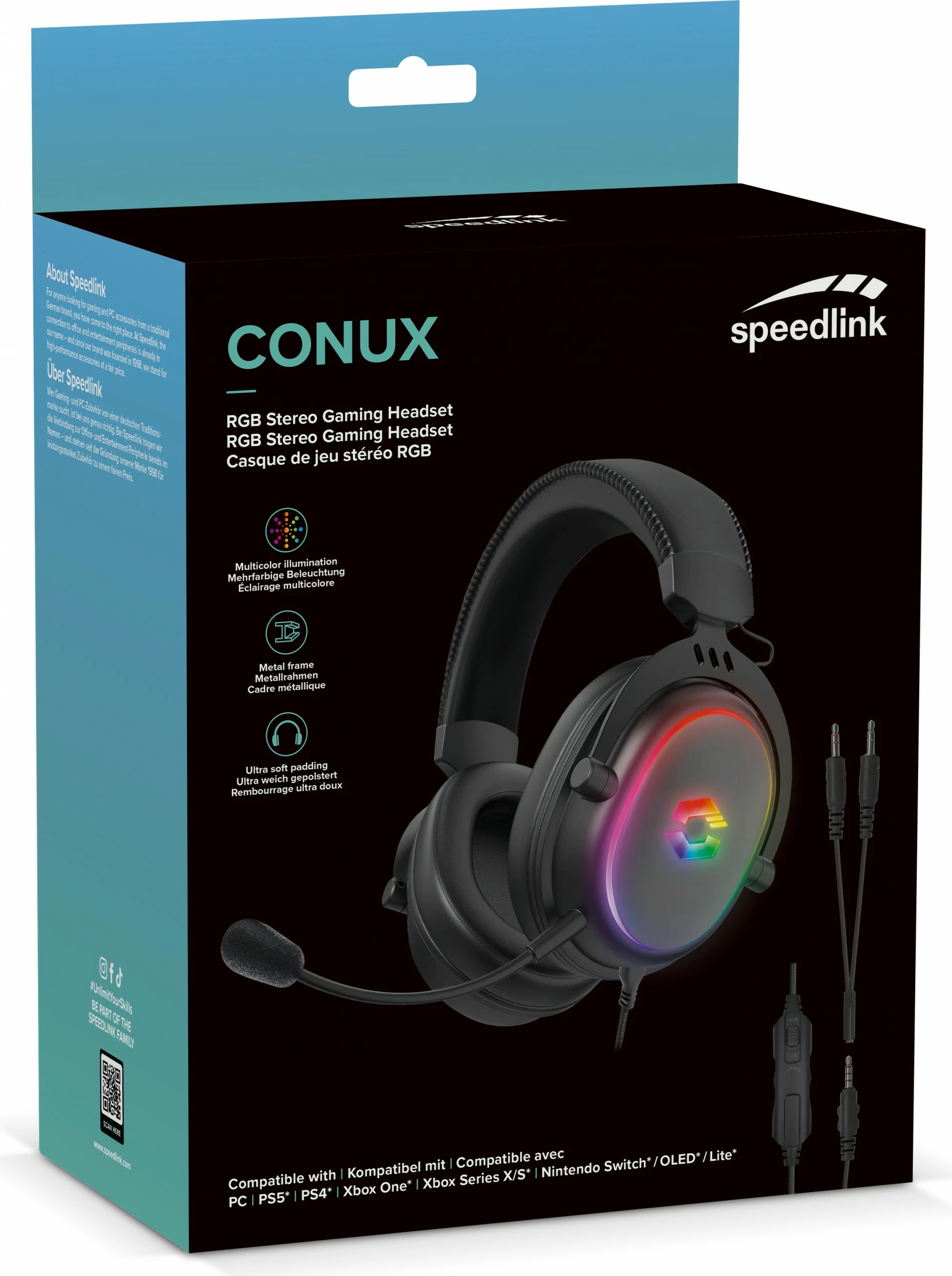 Kufje Speedlink CONUX RGB, Wired, Gaming, 265 g, E zezë