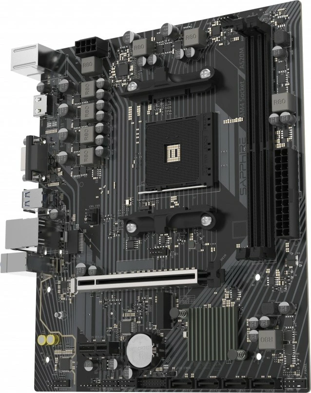 Pllakë amë, Sapphire, A520M-E, Socket AM4, AMD A520, mATX, 2x DDR4 deri 64GB, PCIe 3.0, M.2