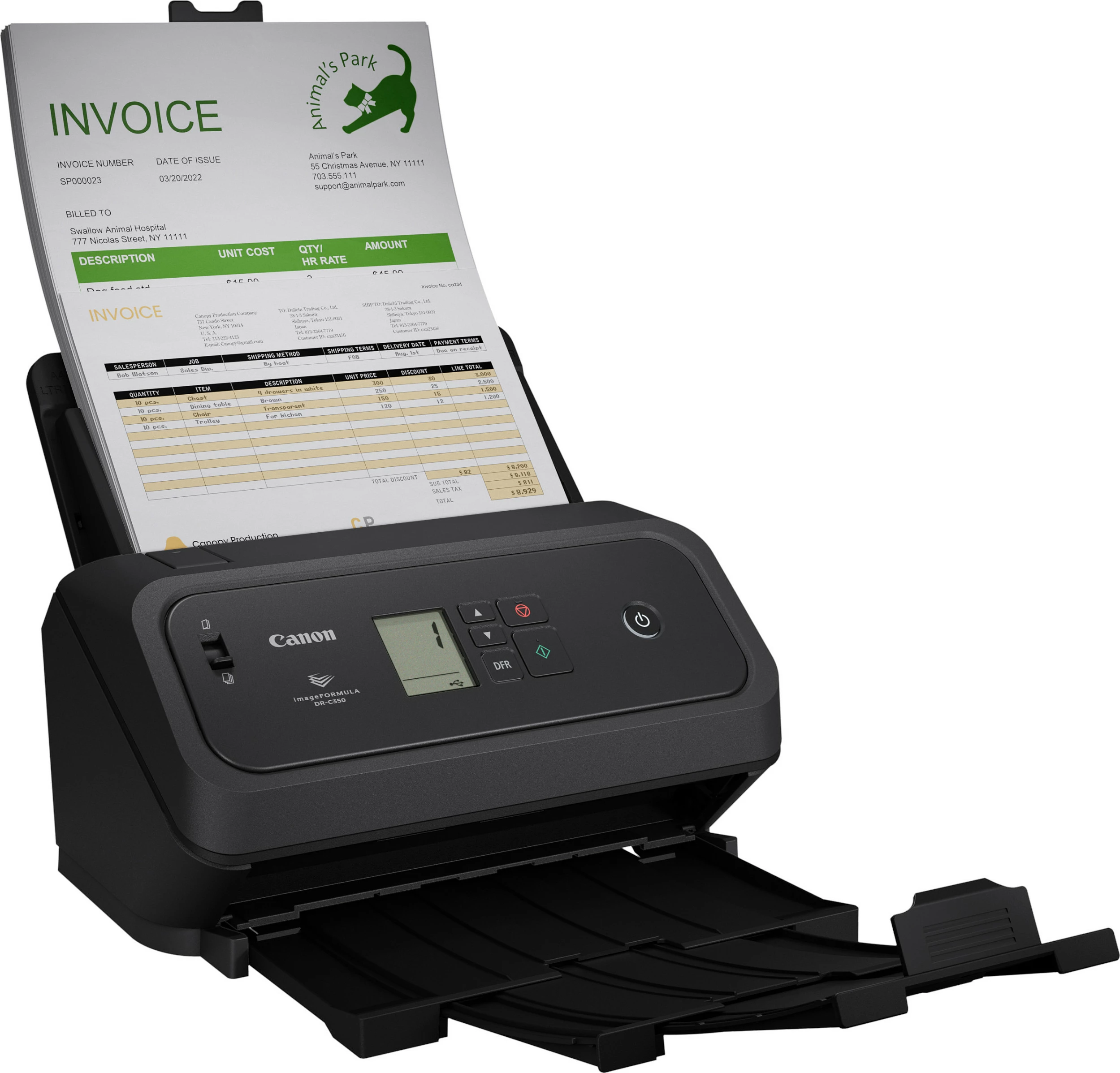 Skaner desktop Canon imageFORMULA DR-C340, A4, ADF, Duplex, 600 x 600 DPI, Ethernet, i zi