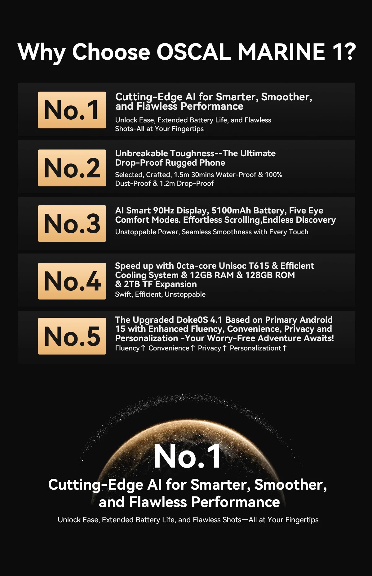 Celular Oscal Marine 1 4GB RAM 128GB 5100mAh IP68/IP69K MIL-STD-810H, portokalli