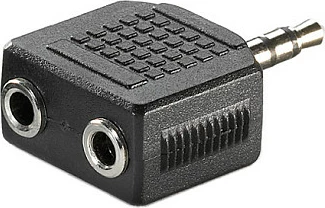 Adapter audio VALUE 3.5mm, 1x mashkull në 2x femër, i zi