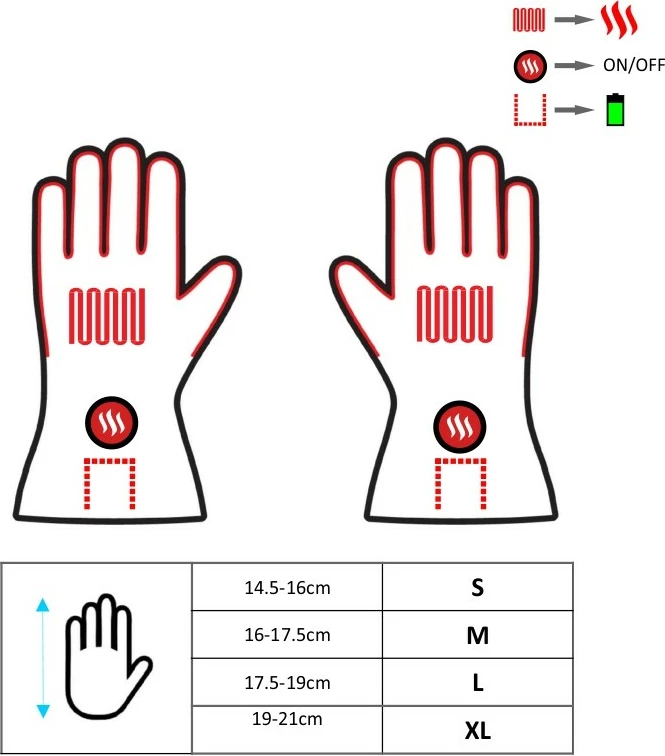 Doreza skijimi me ngrohje Glovii GS9XL, XL, 2x bateri 2100mAh + karikues + adaptera + çantë, të zeza