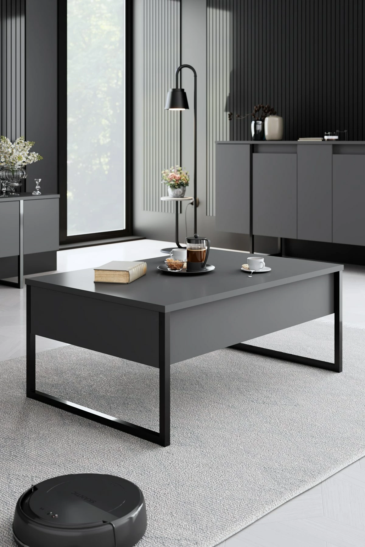 Set mobiljesh për dhomë dite, Luxe, antracit, e zezë