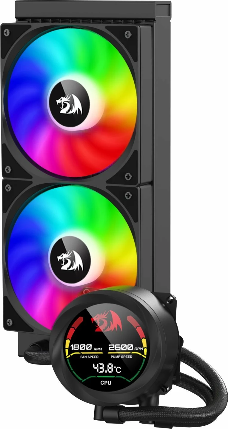 Ftohje me ujë AIO Redragon CCW-1019 240mm, 2x120mm PWM ARGB me display, e zezë