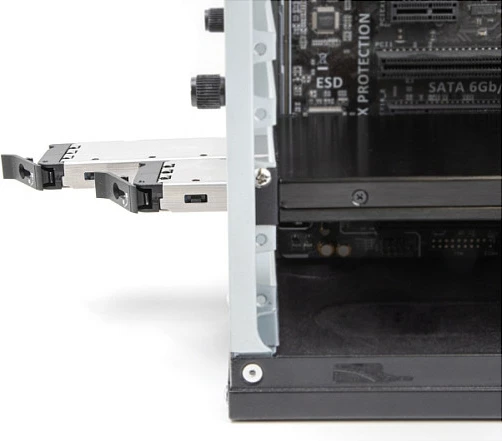 Kartë PCIe DeLOCK Mobile Rack për 2x M.2 NVMe SSD, PCIe 4.0, ftohje aktive, e zezë