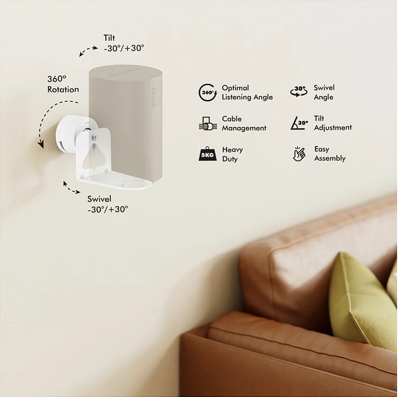 Mbajtës muri për altoparlant LogiLink, kompatibil me Sonos Era 100/300, 1 copë, i bardhë