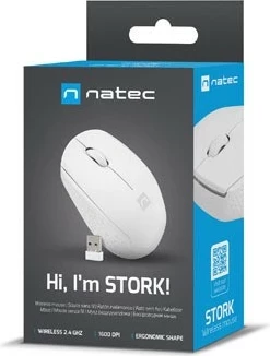 Maus Natec Stork, pa kabllo, optik, 1600 dpi, bardhë