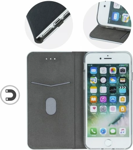 Mbështjellës flip HAVANA Premium për Samsung Galaxy S10 Lite G770 / Galaxy A91 A915, mbyllje magnetike, hapësirë për kartelë, zi me skaj argjendi