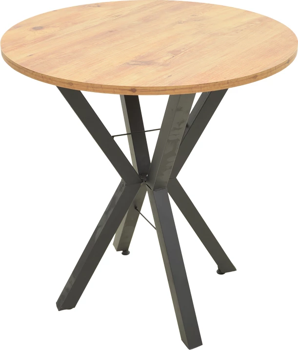 Tavolinë e rrumbullakët Rogue, ngjyrë natyrale, këmbë metalike të zeza, 70x72cm