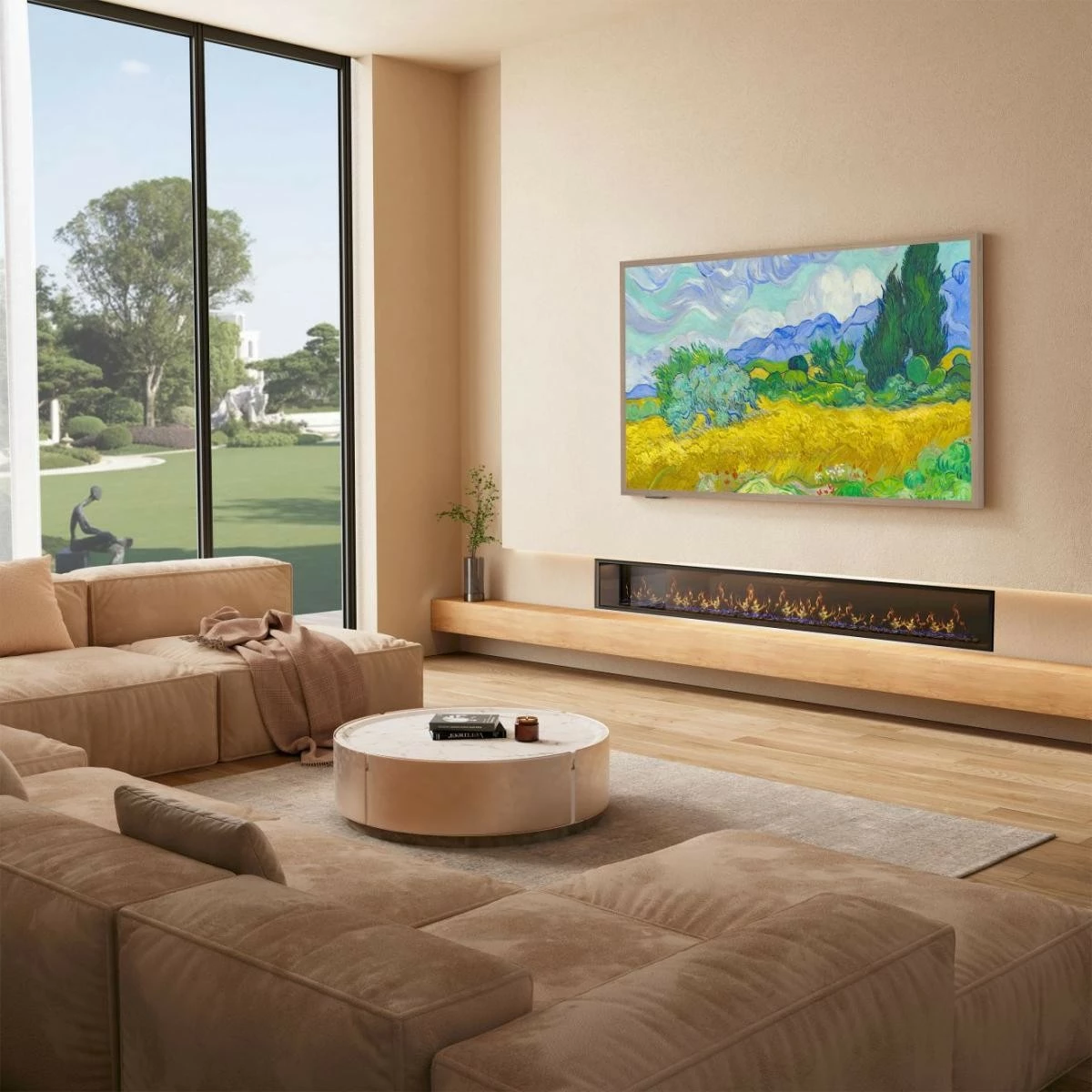 Televizor QLED Hisense CanvasTV S7NQTUK 55 inch, 4K, Smart TV, Art Mode, gold