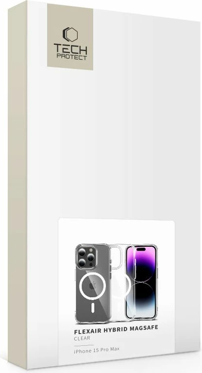 Mbështjellës Tech-Protect FlexAir Hybrid MagSafe për iPhone 15 Pro Max, Transparent