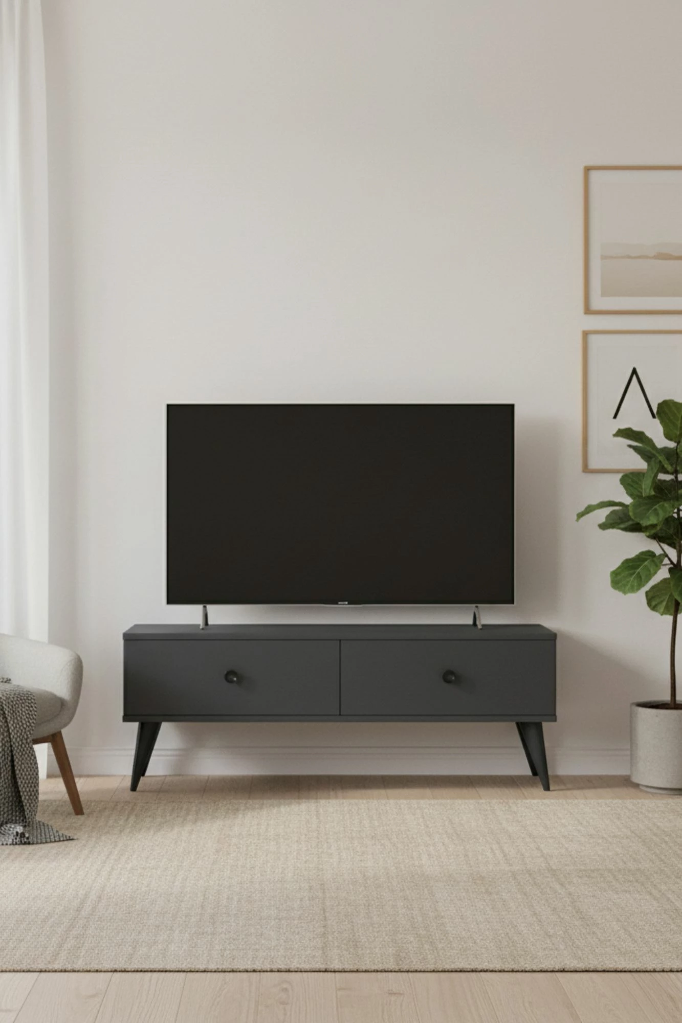 Komodë TV Mona 120, ngjyrë antracit, Skye Decor