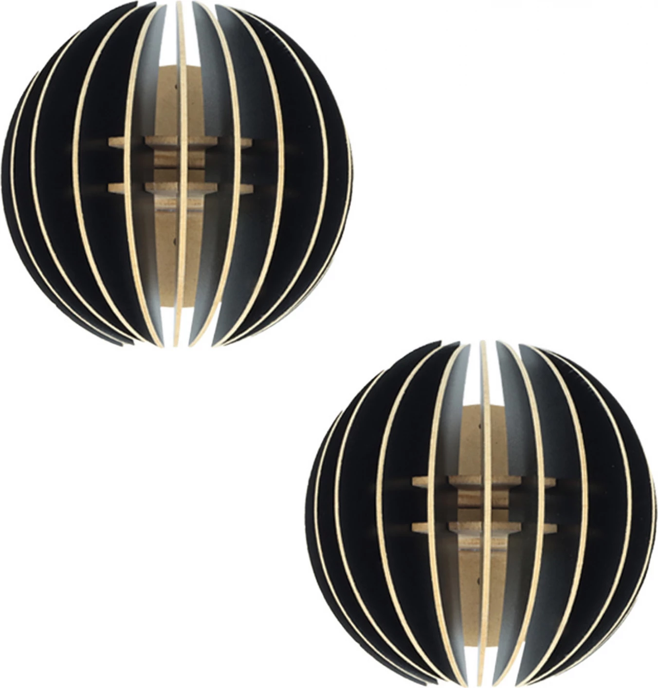 Set llamba muri prej druri, MDF, ngjyrë e zezë, FH7381.03, 19,5x16,5x19,5 cm (2 copë)