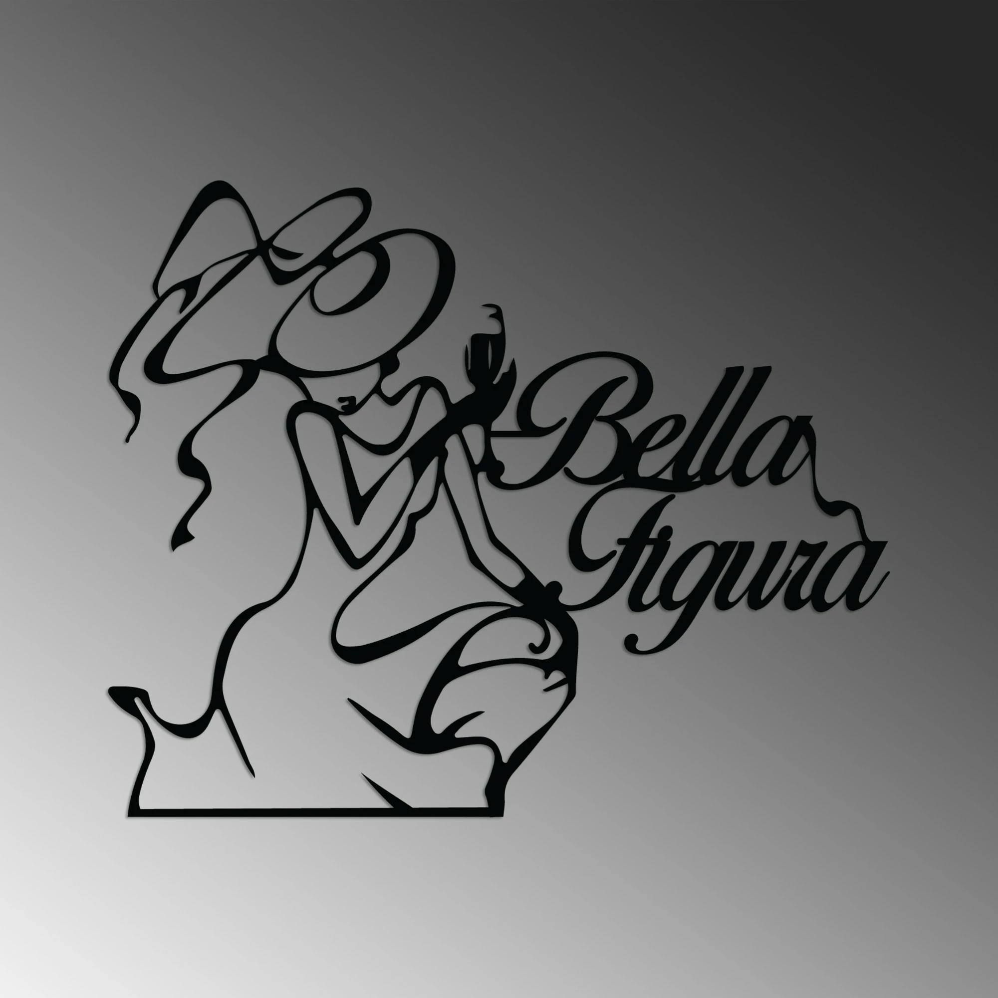 Aksesor dekorativ metalik për mur, Wallity Bella Figura 4, ngjyrë e zezë, 56x46cm