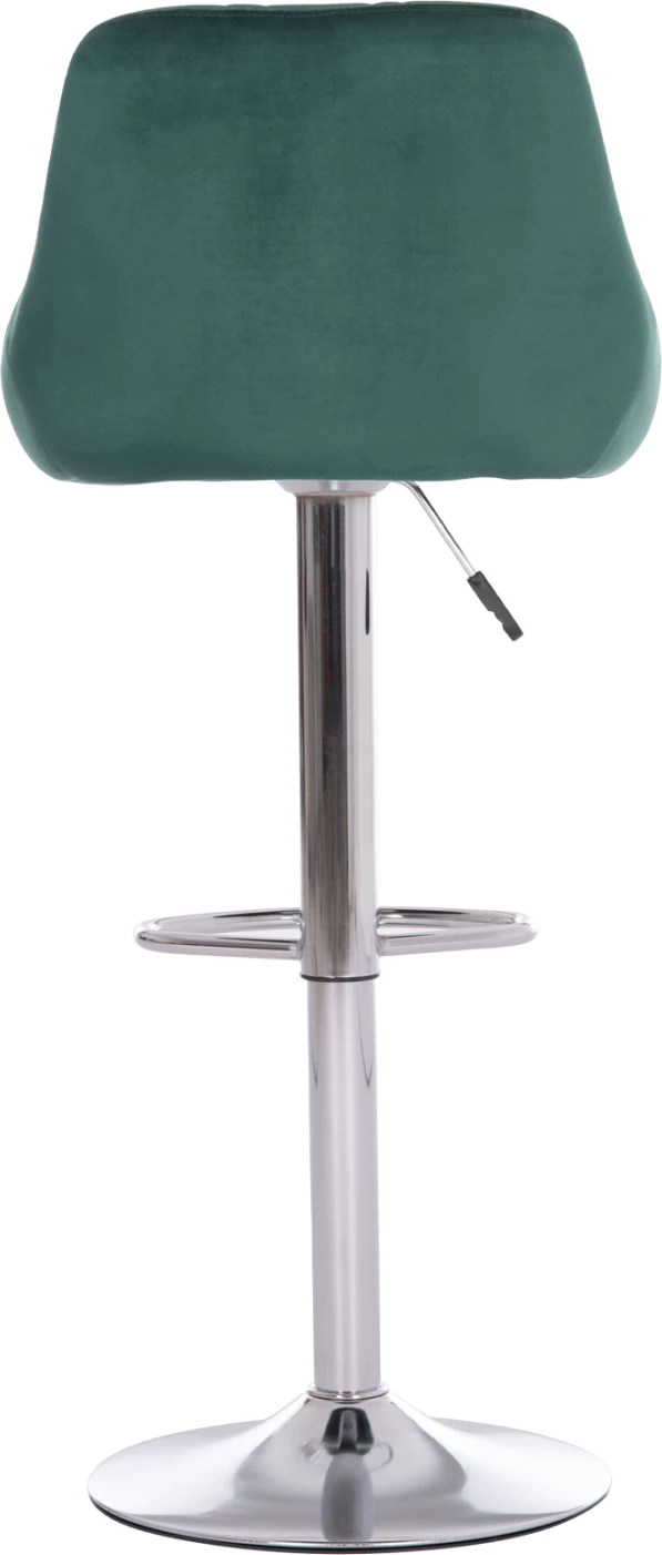 Karrige për bar ROSE, bazë dhe sustë kromi, kadife jeshile cypress, 48x45x105cm, set prej 2 copë