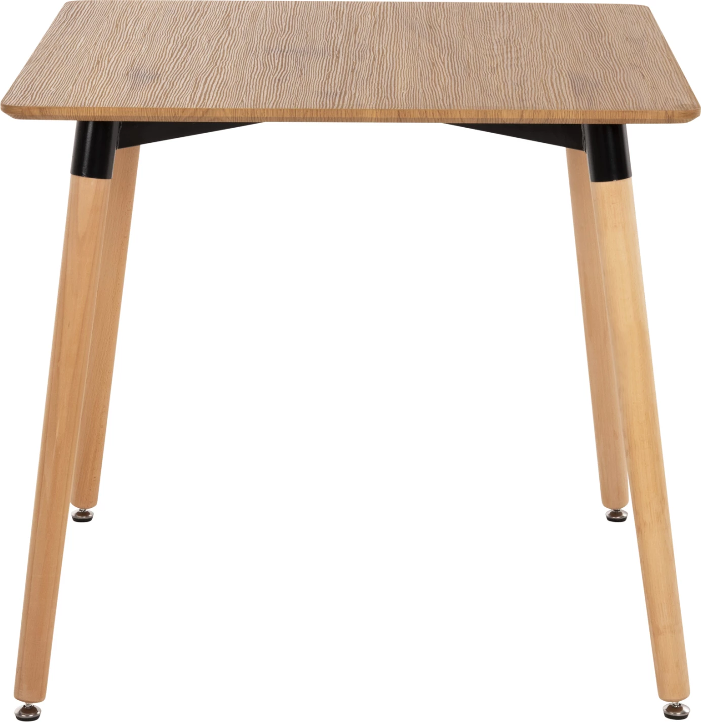 Tavolinë minimaliste për ngrënie, sipërfaqe MDF, këmbë druri ahu, ngjyrë natyrale, FH0057.04, 80x80x74cm