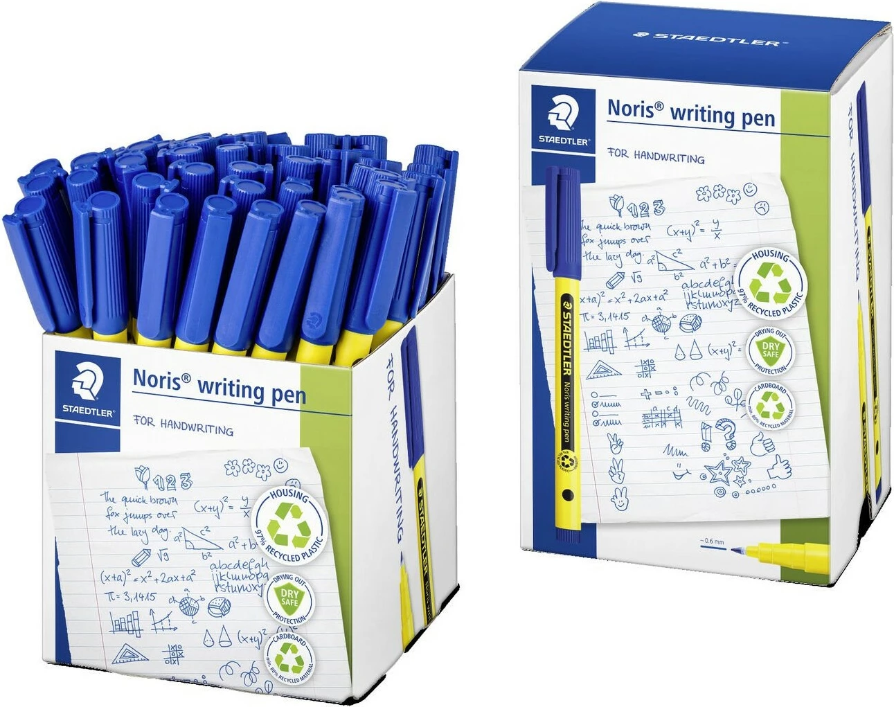 Stilolaps STAEDTLER Noris, ngjyrë kaltër, majë e hollë, trup i rrumbullakët, klip, plastikë e ricikluar