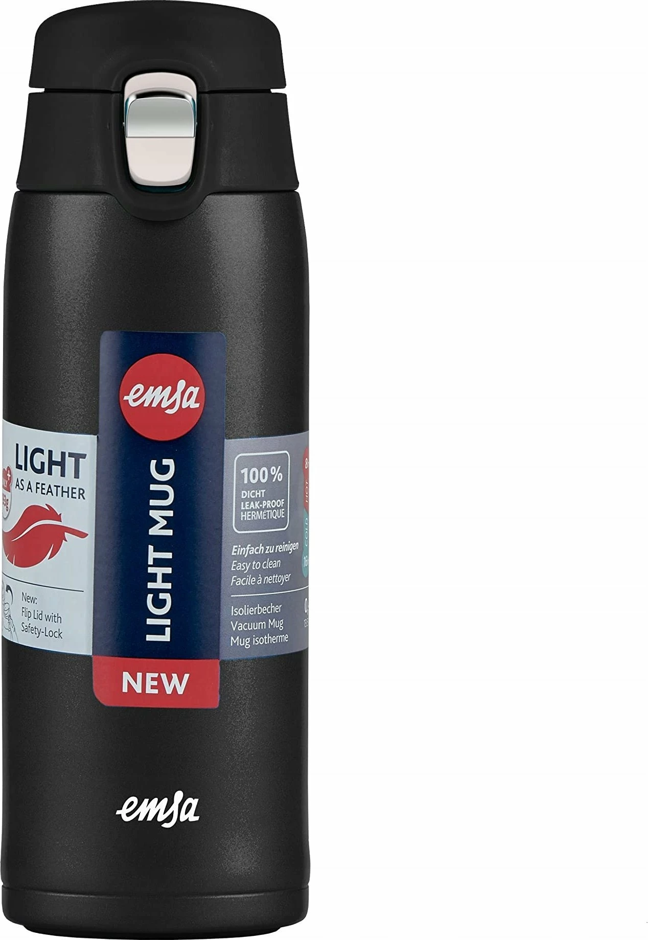 Gotë termike Emsa Travel Mug Light N21517 0.4L, e zezë mat, 1 copë